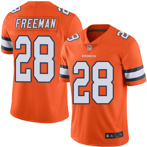 Men Denver Broncos 28 Royce Freeman Limited Orange Rush Vapor Untouchable Football NFL Jersey